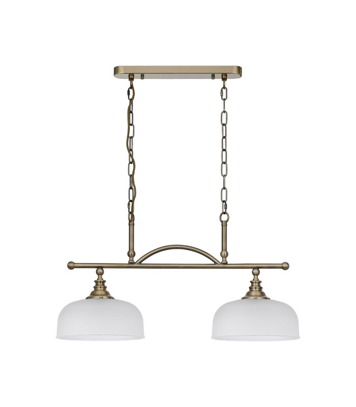 DeRuyter Semi Flush/Pendant Bar 2 Light Adjustable E27 Antique Brass/Frosted Glass-4