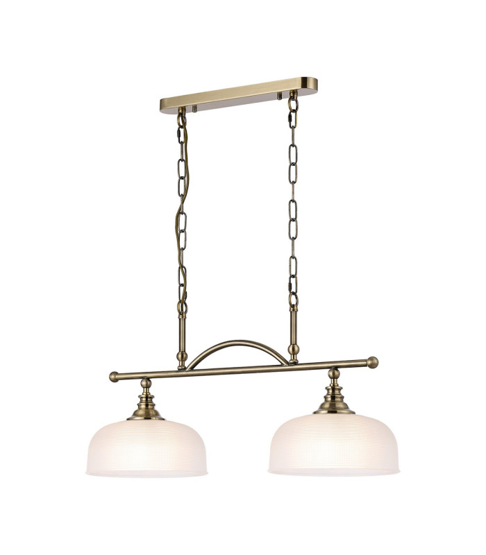 DeRuyter Semi Flush/Pendant Bar 2 Light Adjustable E27 Antique Brass/Frosted Glass-5