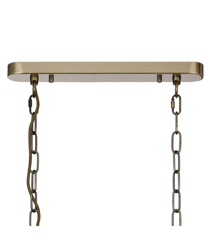 DeRuyter Semi Flush/Pendant Bar 2 Light Adjustable E27 Antique Brass/Frosted Glass-6