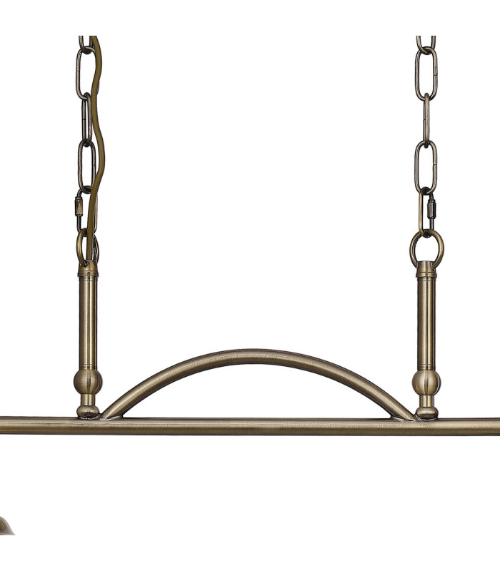 DeRuyter Semi Flush/Pendant Bar 2 Light Adjustable E27 Antique Brass/Frosted Glass-7