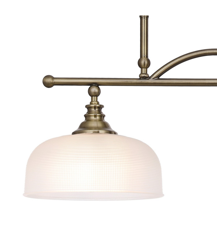 DeRuyter Semi Flush/Pendant Bar 2 Light Adjustable E27 Antique Brass/Frosted Glass-8