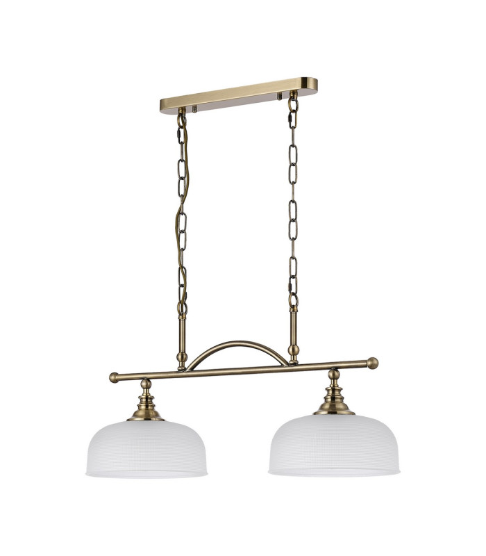 DeRuyter Semi Flush/Pendant Bar 2 Light Adjustable E27 Antique Brass/Frosted Glass-9