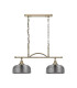 DeRuyter Semi Flush/Pendant Bar 2 Light Adjustable E27 Antique Brass/Smoke Glass-4