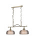 DeRuyter Semi Flush/Pendant Bar 2 Light Adjustable E27 Antique Brass/Smoke Glass-5