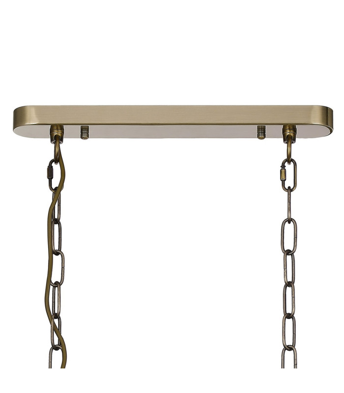 DeRuyter Semi Flush/Pendant Bar 2 Light Adjustable E27 Antique Brass/Smoke Glass-6