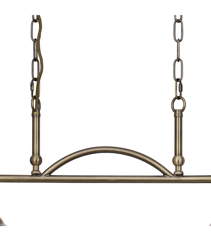 DeRuyter Semi Flush/Pendant Bar 2 Light Adjustable E27 Antique Brass/Smoke Glass-7