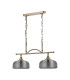 DeRuyter Semi Flush/Pendant Bar 2 Light Adjustable E27 Antique Brass/Smoke Glass-9