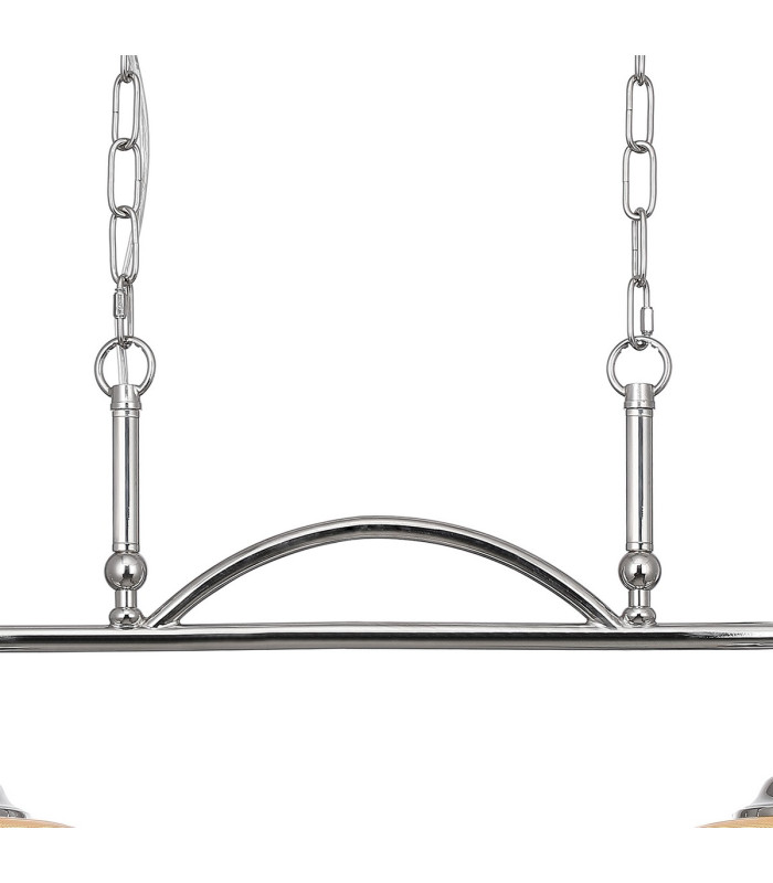 DeRuyter Semi Flush/Pendant Bar 2 Light Adjustable E27 Polished Nickel/Amber Glass-7