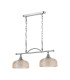 DeRuyter Semi Flush/Pendant Bar 2 Light Adjustable E27 Polished Nickel/Amber Glass-9