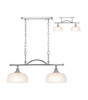 DeRuyter Semi Flush/Pendant Bar 2 Light Adjustable E27 Polished Nickel/Frosted Glass-1