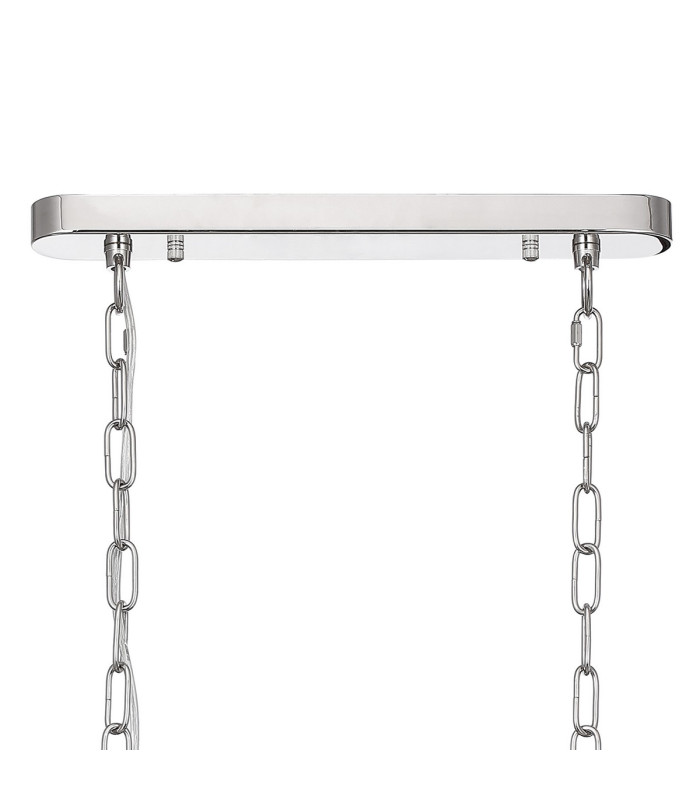DeRuyter Semi Flush/Pendant Bar 2 Light Adjustable E27 Polished Nickel/Frosted Glass-6