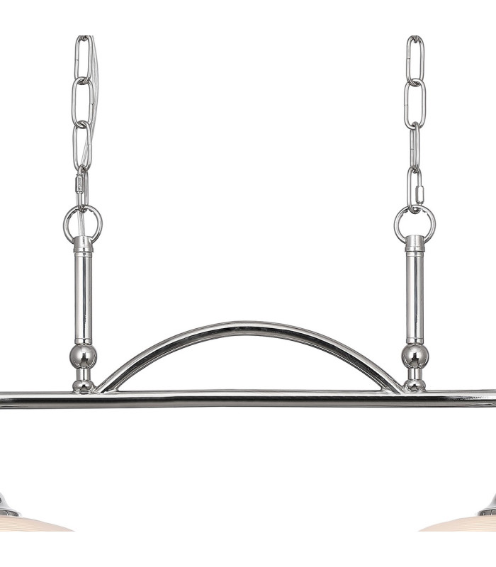 DeRuyter Semi Flush/Pendant Bar 2 Light Adjustable E27 Polished Nickel/Frosted Glass-7