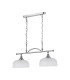 DeRuyter Semi Flush/Pendant Bar 2 Light Adjustable E27 Polished Nickel/Frosted Glass-9