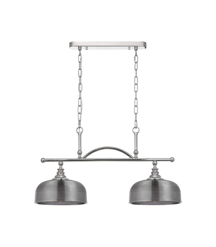 DeRuyter Semi Flush/Pendant Bar 2 Light Adjustable E27 Polished Nickel/Smoke Glass-4