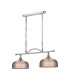 DeRuyter Semi Flush/Pendant Bar 2 Light Adjustable E27 Polished Nickel/Smoke Glass-5