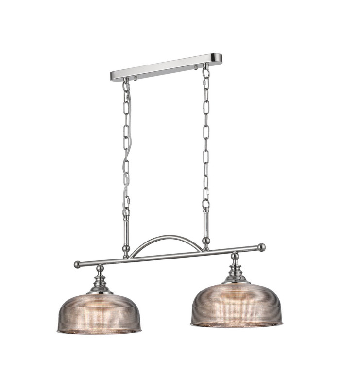 DeRuyter Semi Flush/Pendant Bar 2 Light Adjustable E27 Polished Nickel/Smoke Glass-5