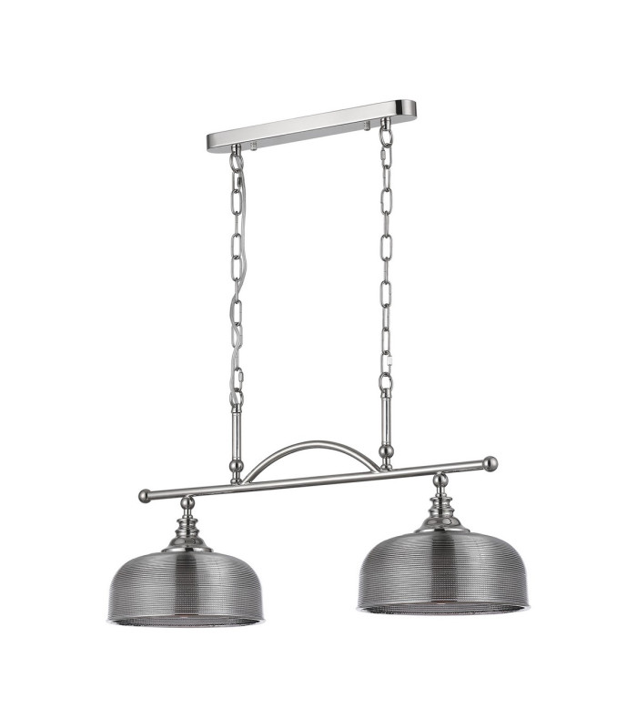 DeRuyter Semi Flush/Pendant Bar 2 Light Adjustable E27 Polished Nickel/Smoke Glass-9