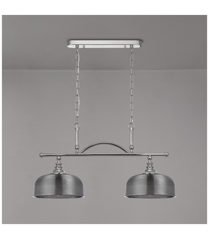DeRuyter Semi Flush/Pendant Bar 2 Light Adjustable E27 Polished Nickel/Smoke Glass-10