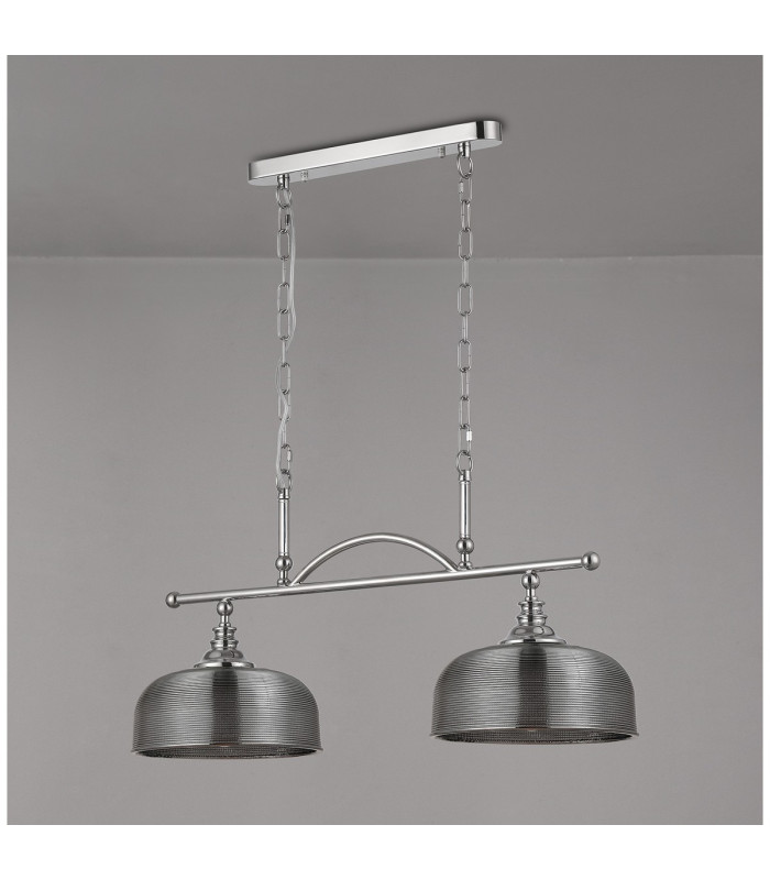 DeRuyter Semi Flush/Pendant Bar 2 Light Adjustable E27 Polished Nickel/Smoke Glass-12
