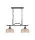 DeRuyter Semi Flush/Pendant Bar 2 Light Adjustable E27 Satin Black/Amber Glass-4
