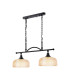 DeRuyter Semi Flush/Pendant Bar 2 Light Adjustable E27 Satin Black/Amber Glass-5