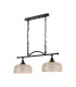 DeRuyter Semi Flush/Pendant Bar 2 Light Adjustable E27 Satin Black/Amber Glass-9
