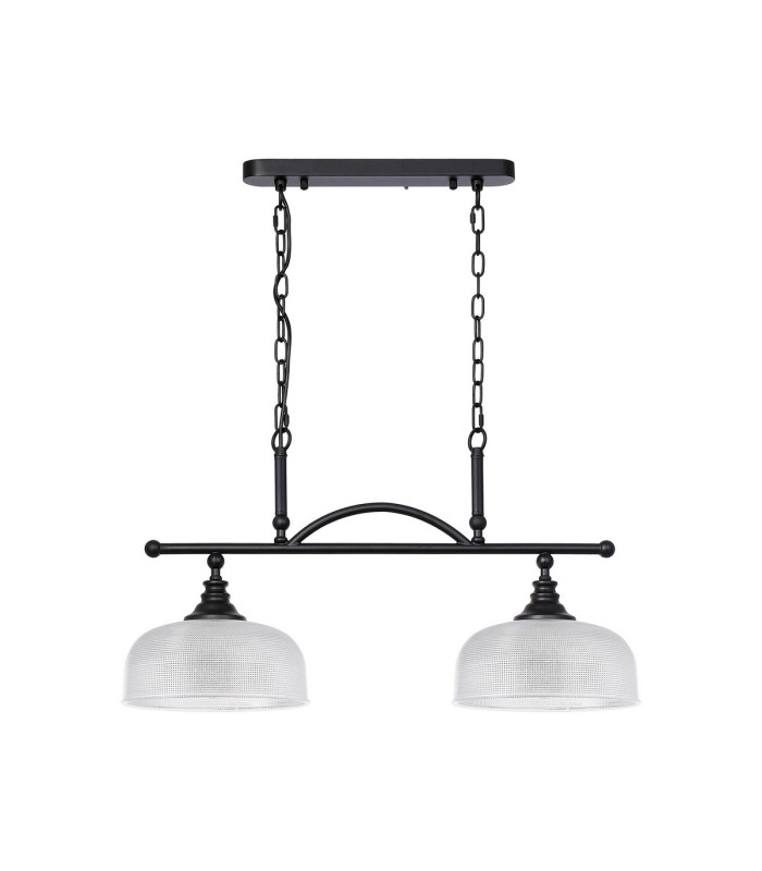 DeRuyter Semi Flush/Pendant Bar 2 Light Adjustable E27 Satin Black/Clear Glass-4