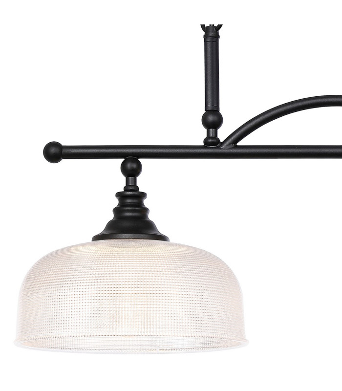 DeRuyter Semi Flush/Pendant Bar 2 Light Adjustable E27 Satin Black/Clear Glass-8