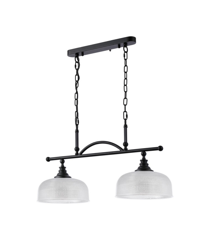 DeRuyter Semi Flush/Pendant Bar 2 Light Adjustable E27 Satin Black/Clear Glass-9