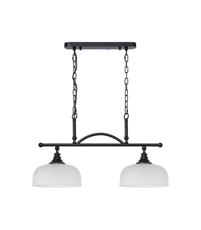 DeRuyter Semi Flush/Pendant Bar 2 Light Adjustable E27 Satin Black/Frosted Glass-5