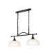 DeRuyter Semi Flush/Pendant Bar 2 Light Adjustable E27 Satin Black/Frosted Glass-6
