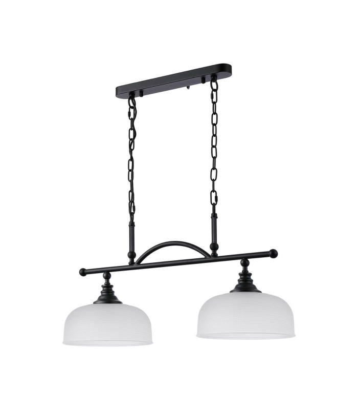 DeRuyter Semi Flush/Pendant Bar 2 Light Adjustable E27 Satin Black/Frosted Glass-10