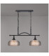 DeRuyter Semi Flush/Pendant Bar 2 Light Adjustable E27 Satin Black/Smoke Glass-3