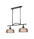 DeRuyter Semi Flush/Pendant Bar 2 Light Adjustable E27 Satin Black/Smoke Glass-5
