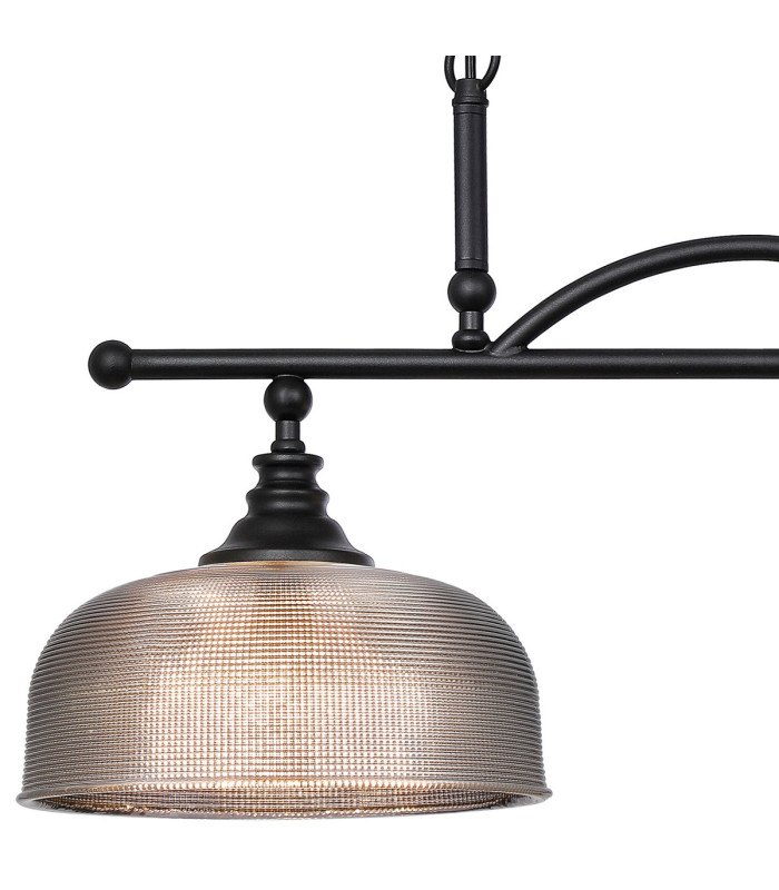 DeRuyter Semi Flush/Pendant Bar 2 Light Adjustable E27 Satin Black/Smoke Glass-8