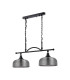 DeRuyter Semi Flush/Pendant Bar 2 Light Adjustable E27 Satin Black/Smoke Glass-9