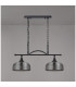 DeRuyter Semi Flush/Pendant Bar 2 Light Adjustable E27 Satin Black/Smoke Glass-10