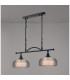 DeRuyter Semi Flush/Pendant Bar 2 Light Adjustable E27 Satin Black/Smoke Glass-11