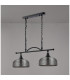 DeRuyter Semi Flush/Pendant Bar 2 Light Adjustable E27 Satin Black/Smoke Glass-12