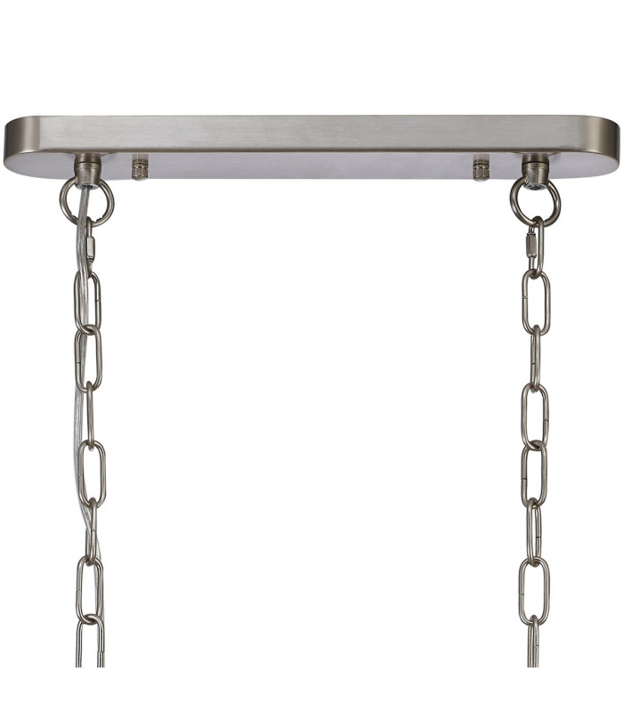 DeRuyter Semi Flush/Pendant Bar 2 Light Adjustable E27 Satin Nickel/Amber Glass-5