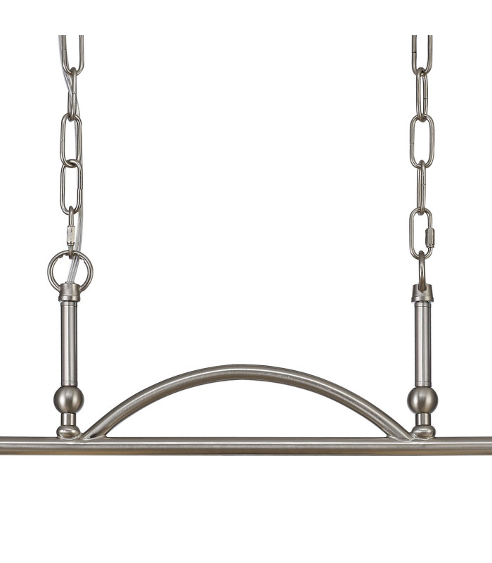 DeRuyter Semi Flush/Pendant Bar 2 Light Adjustable E27 Satin Nickel/Amber Glass-7