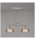 DeRuyter Semi Flush/Pendant Bar 2 Light Adjustable E27 Satin Nickel/Smoke Glass-3