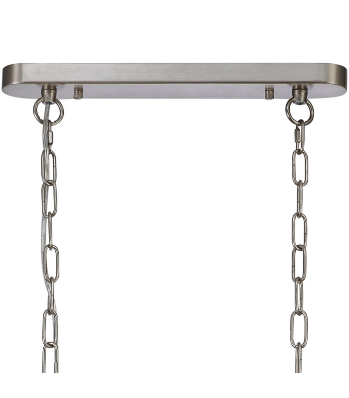 DeRuyter Semi Flush/Pendant Bar 2 Light Adjustable E27 Satin Nickel/Smoke Glass-5