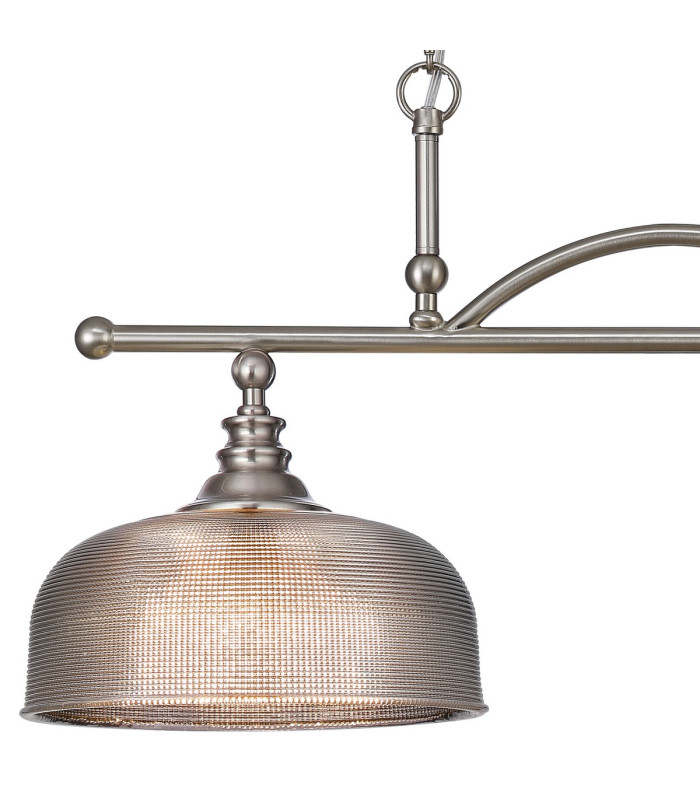 DeRuyter Semi Flush/Pendant Bar 2 Light Adjustable E27 Satin Nickel/Smoke Glass-6