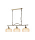 DeRuyter Semi Flush/Pendant Bar 3 Light Adjustable E27 Antique Brass/Amber Glass-5