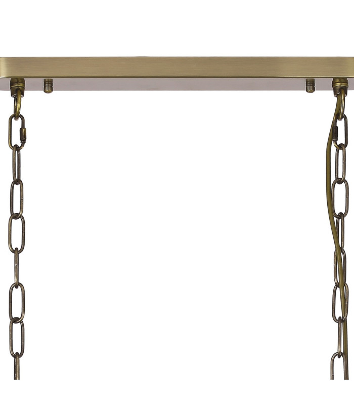 DeRuyter Semi Flush/Pendant Bar 3 Light Adjustable E27 Antique Brass/Amber Glass-6