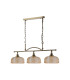 DeRuyter Semi Flush/Pendant Bar 3 Light Adjustable E27 Antique Brass/Amber Glass-9