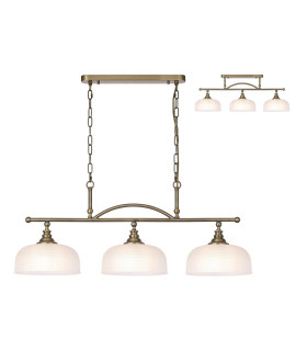 DeRuyter Semi Flush/Pendant Bar 3 Light Adjustable E27 Antique Brass/Frosted Glass-1