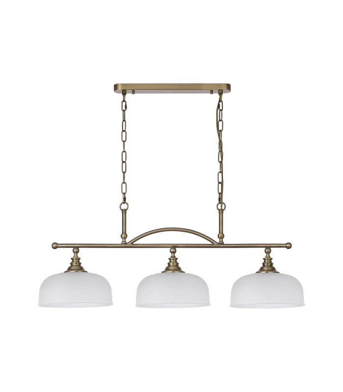 DeRuyter Semi Flush/Pendant Bar 3 Light Adjustable E27 Antique Brass/Frosted Glass-4