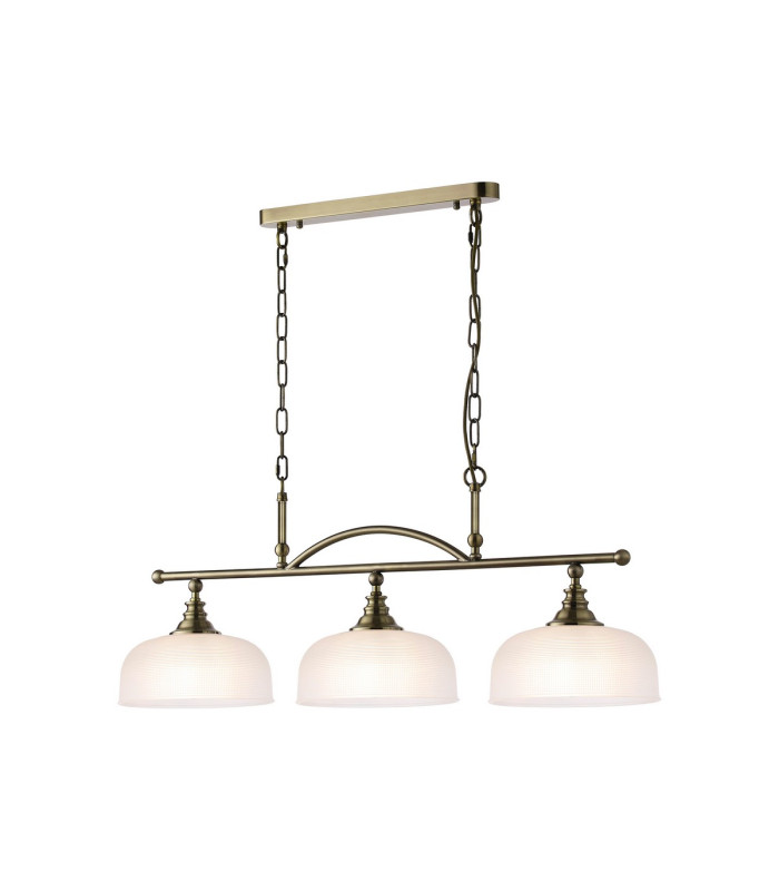 DeRuyter Semi Flush/Pendant Bar 3 Light Adjustable E27 Antique Brass/Frosted Glass-5